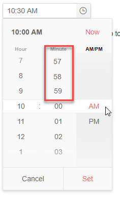 TimePicker Option To Scroll Endless In Popup